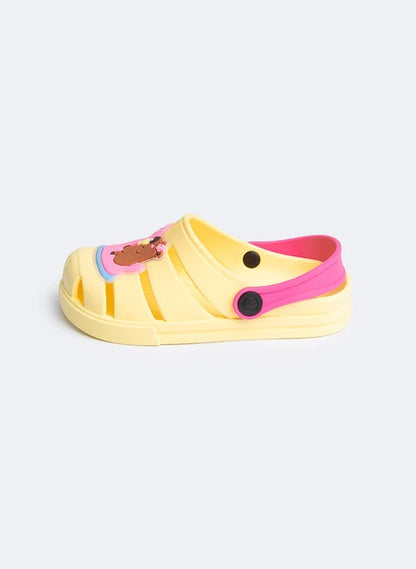 Babuche Infantil Menina Amarelo com Tira Rosa Capivara no Flamingo