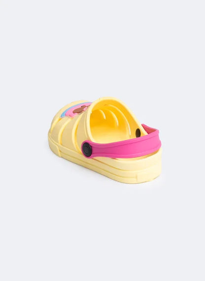 Babuche Infantil Menina Amarelo com Tira Rosa Capivara no Flamingo