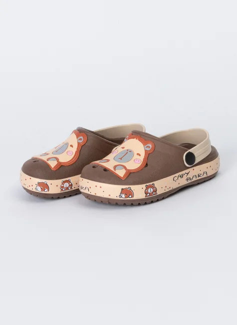 Babuche Infantil Unissex Marrom Escuro Capivara