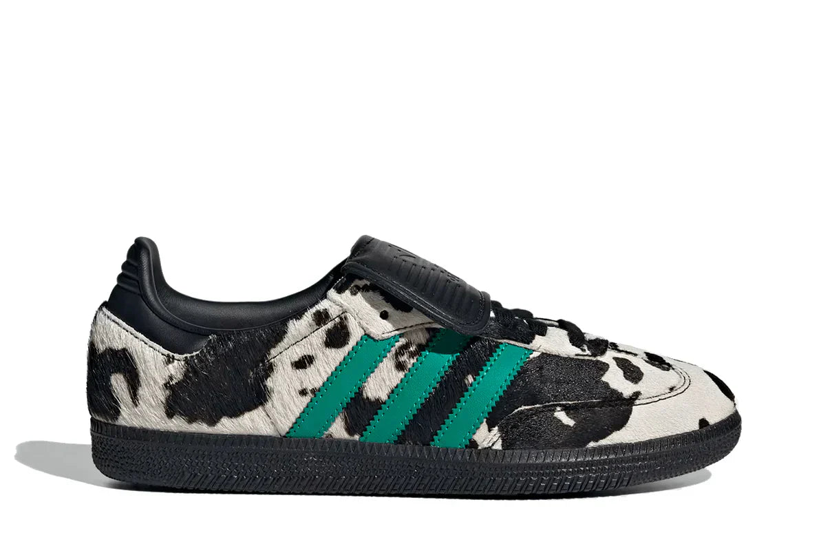 Tênis Adidas Samba LT Cow Print Black White Preto vista lateral