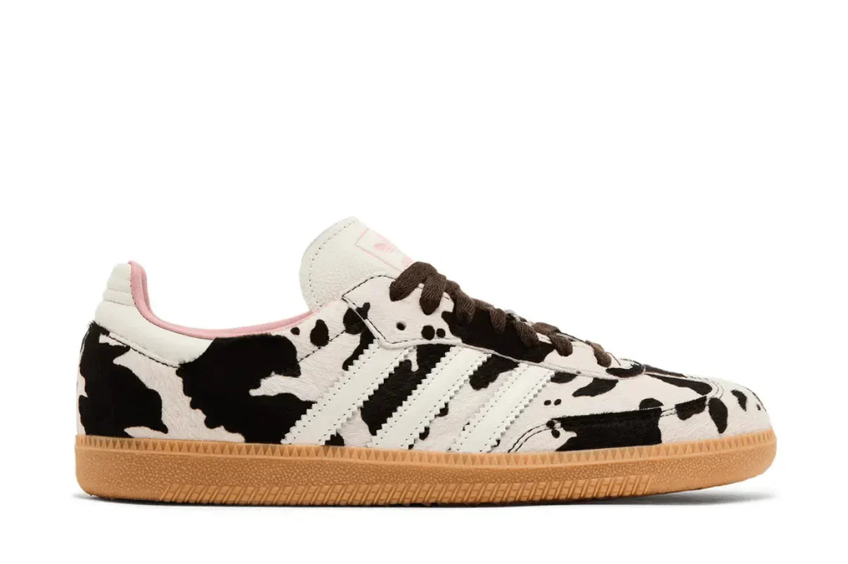 Tênis Adidas Samba OG Cow Print Bege vista lateral