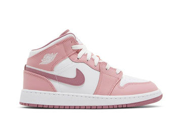 Tênis Air Jordan 1 Mid GS Valentines Day (2023) Rosa vista lateral