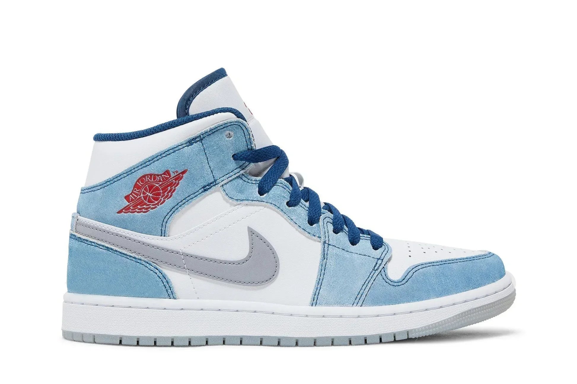 Tênis Air Jordan 1 Mid SE French Blue Azul vista lateral