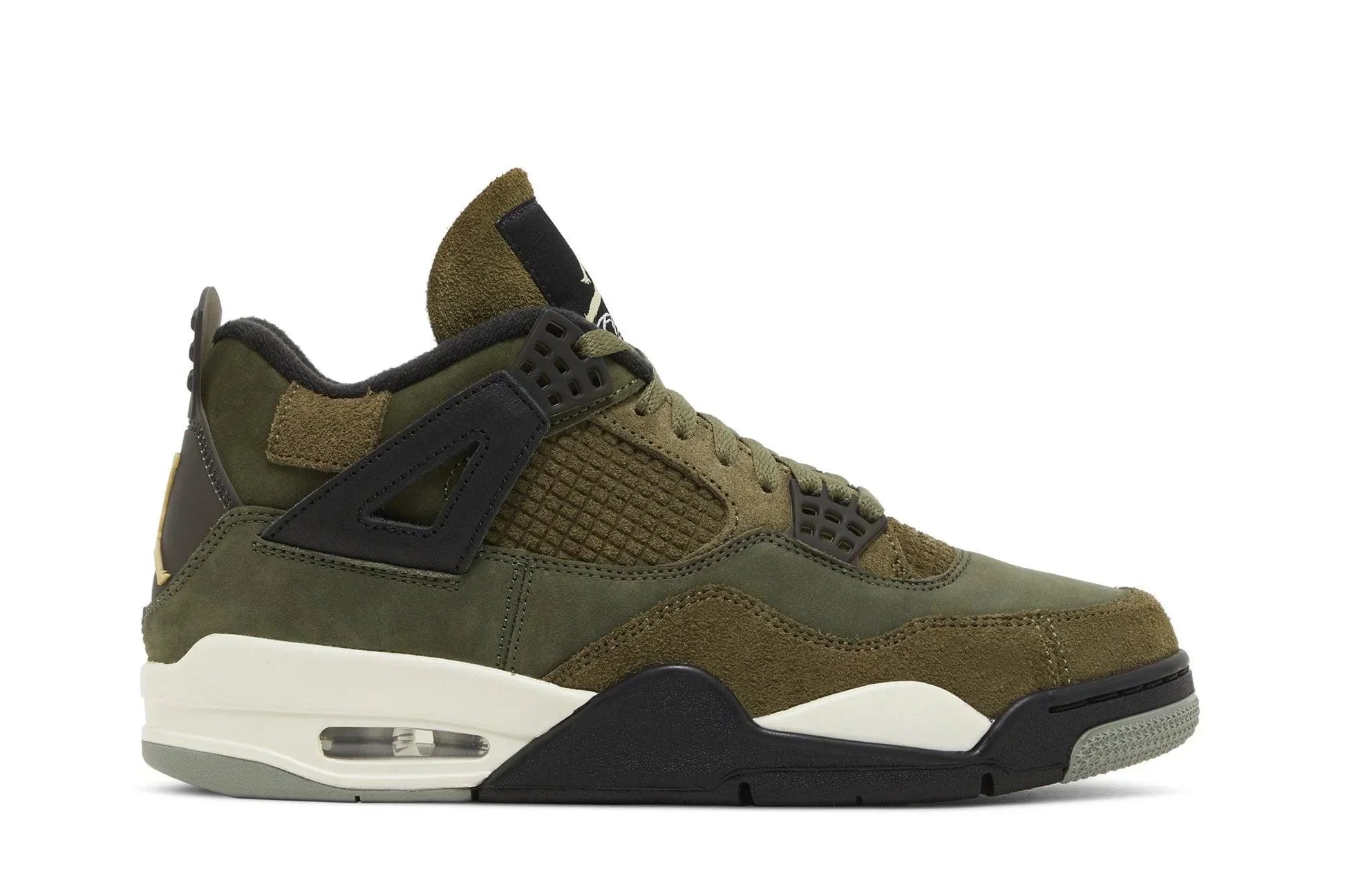 Tênis Air Jordan 4 Craft Medium Olive Verde vista lateral