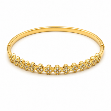 Bracelete Feminino Dourado com Flores em Zircônia