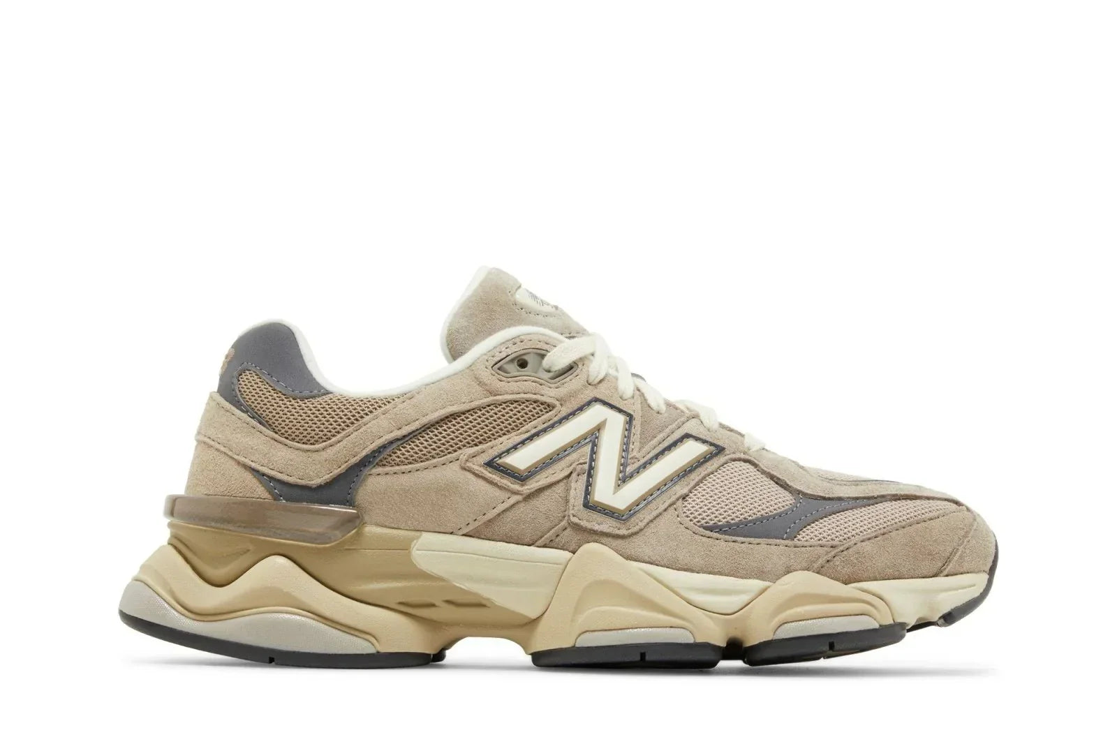 Tênis New Balance 9060 Driftwood Castlerock Marrom vista lateral
