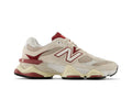Tênis New Balance 9060 Linen Burgundy Bege vista lateral