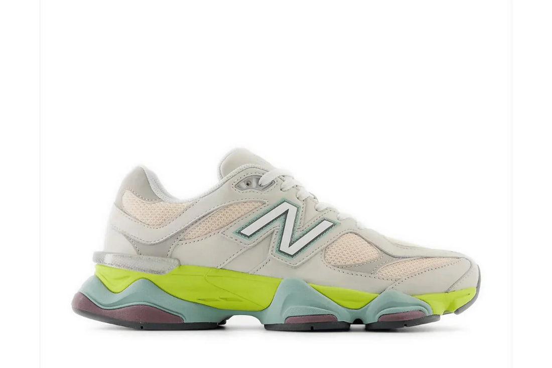 Tênis New Balance 9060 Moonbeam Vintage Rose Lime Colorido vista lateral
