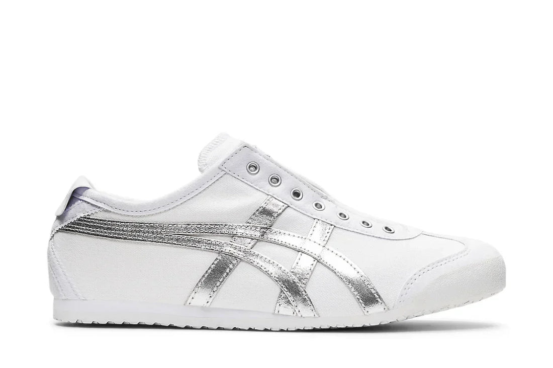 Tênis Onitsuka Tiger Mexico 66 Slip-On White Pure Silver Prateado vista lateral