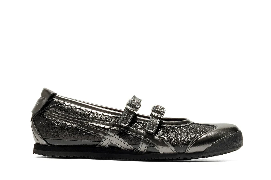 Tênis Onitsuka Tiger Mexico 66 TGRS Black/Gunmetal Glitter Pack Preto vista lateral