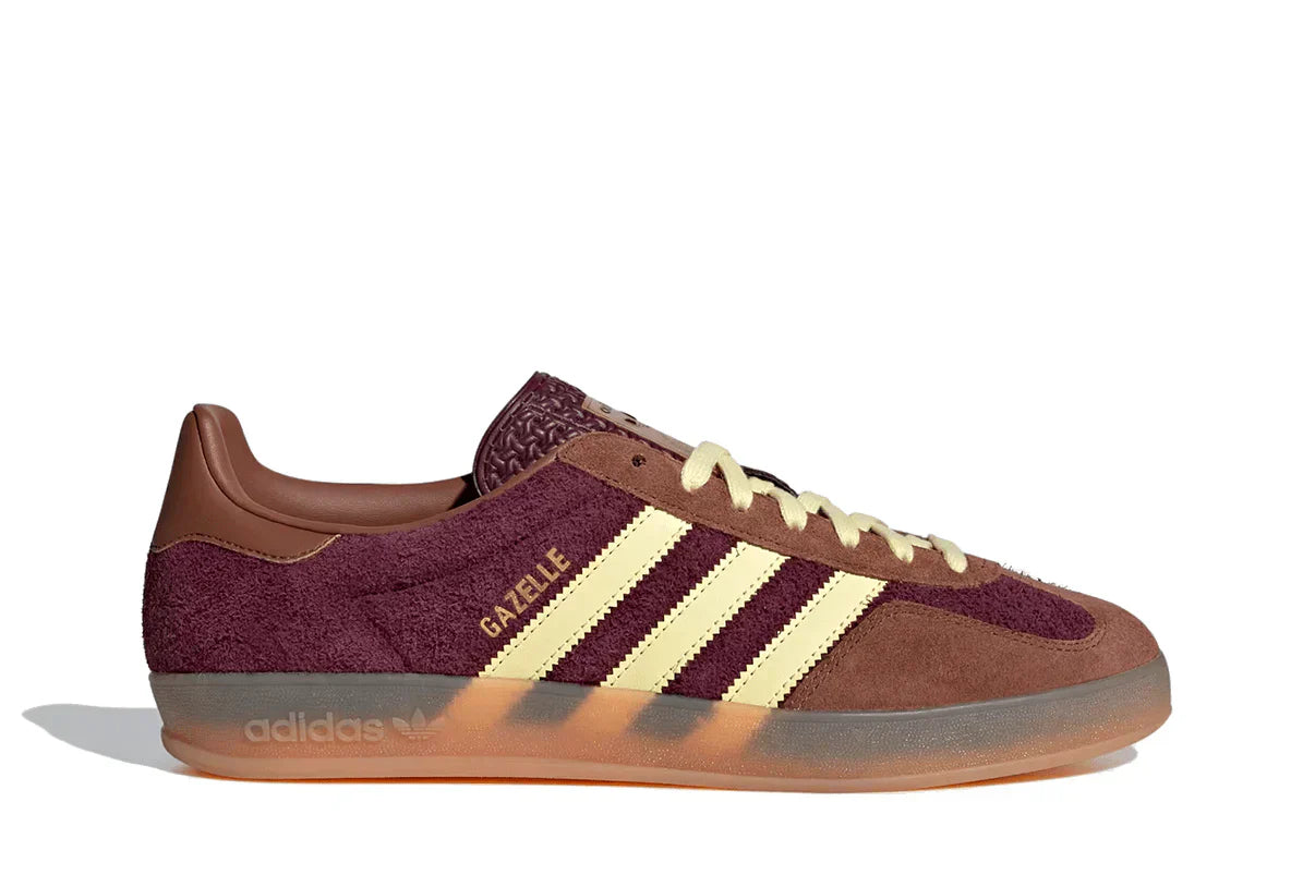 Tênis Adidas Gazelle Indoor Maroon Almost Yellow Marrom vista superior