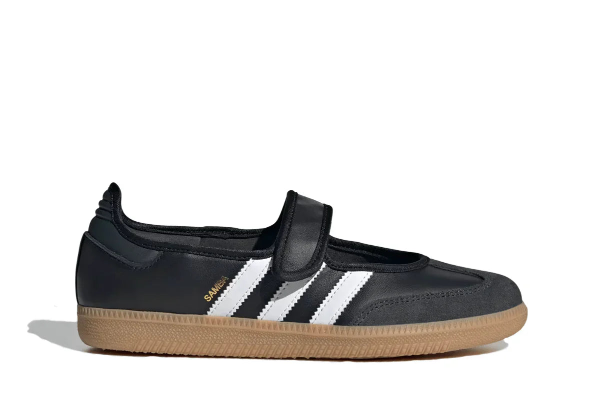 Tênis Adidas Samba Jane Black White Gum Preto detalhe do acabamento