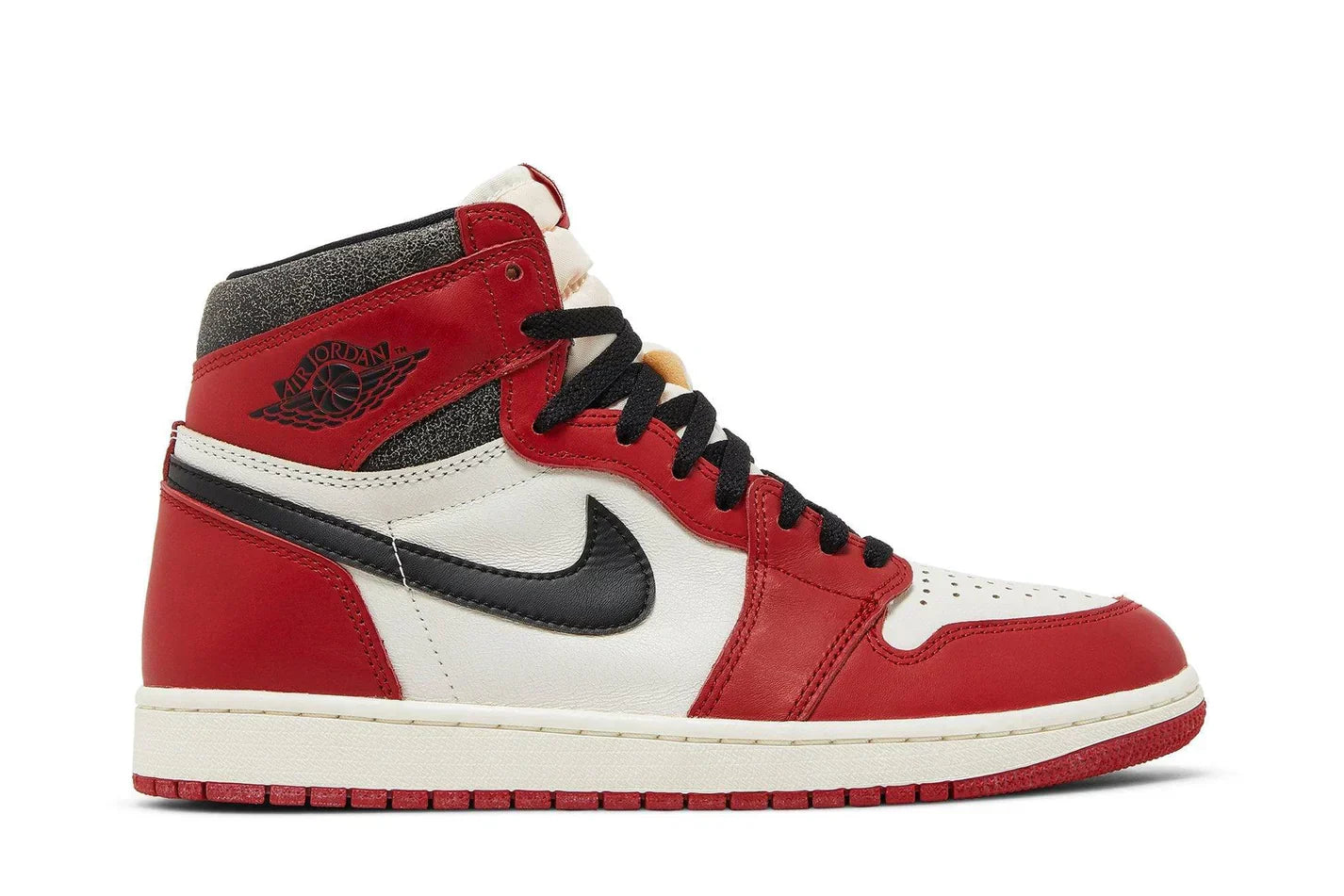 Tênis Air Jordan 1 High Chicago Lost and Found Vermelho vista superior