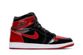 Tênis Air Jordan 1 High Patent Bred Vermelho vista superior