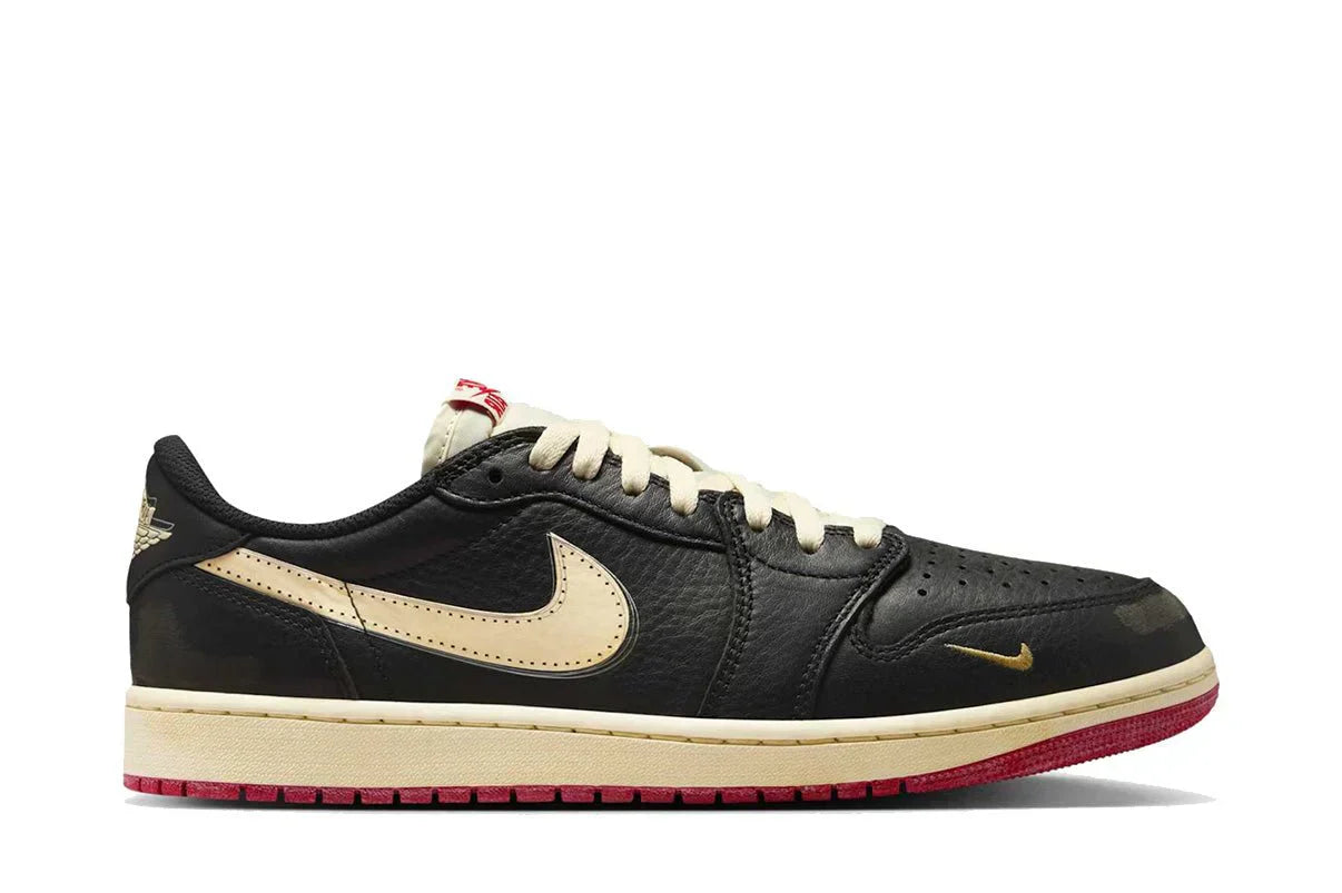 Tênis Air Jordan 1 Low OG x Nigel Sylvester Better With Time Preto detalhe frontal