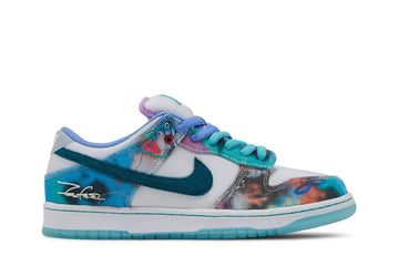 Tênis Nike Sb Dunk Low x Futura Skateboard Bleached Aqua Azul vista lateral