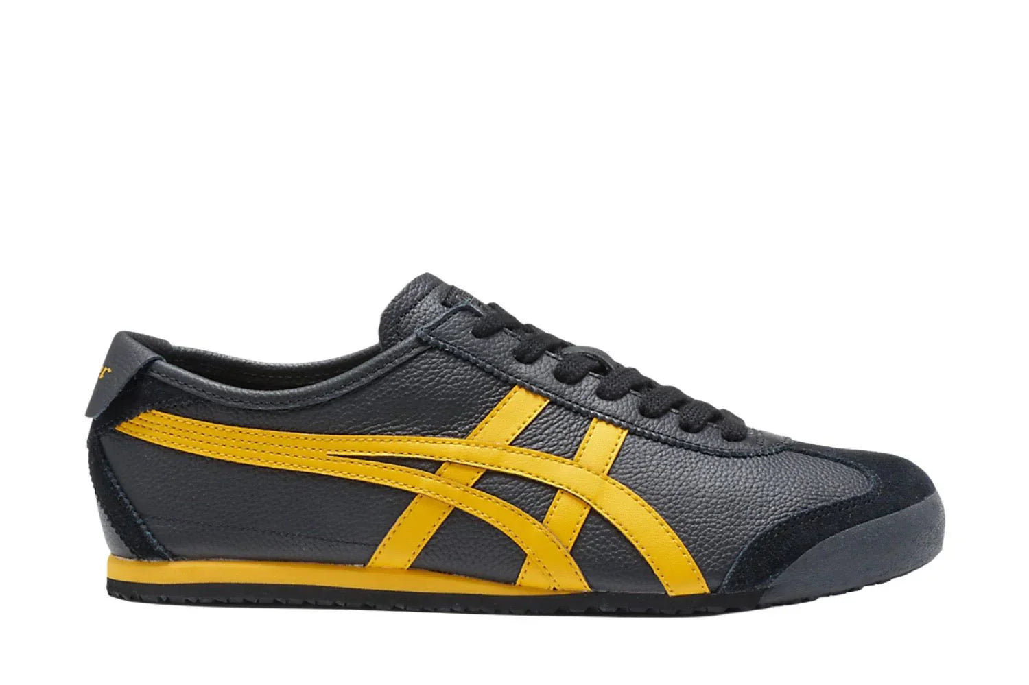 Tênis Onitsuka Tiger Mexico 66 Black Yellow Preto detalhe lateral