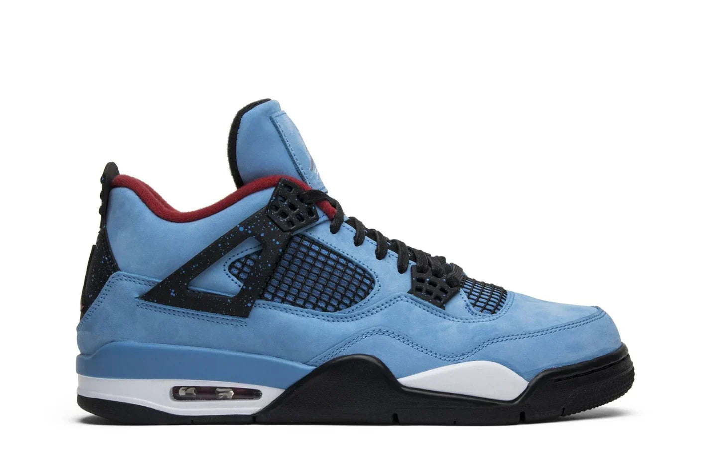Tênis Travis Scott Air Jordan 4 Retro Cactus Jack Azul vista lateral