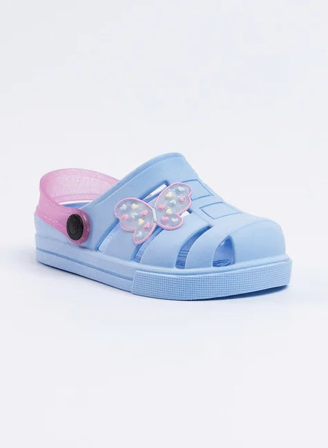 Babuche Infantil Menina Azul Borboleta