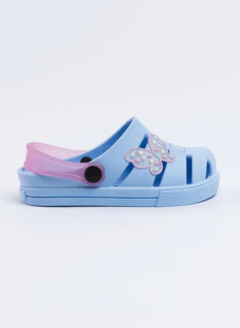 Babuche Infantil Menina Azul Borboleta
